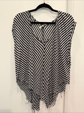 We The Free Free People Black and White Striped Top